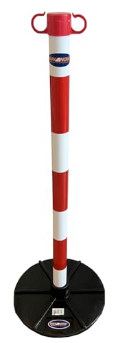 Image of Way4Now - Red-White - Demarcation Chain Support Post - With Base