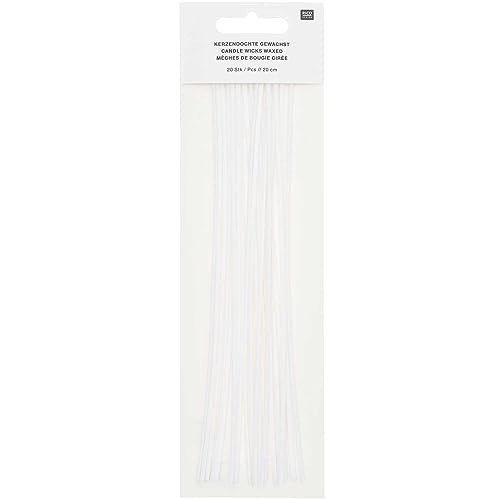 Mechas enceradas para velas Rico Design, 20 cm, pack 20