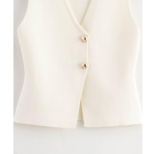 Image of JASCLS Womens Cropped Sweater Vest V Neck Button Down Y2k Crop Knit Flower Trendy Sleeveless Chunky Tank Tops