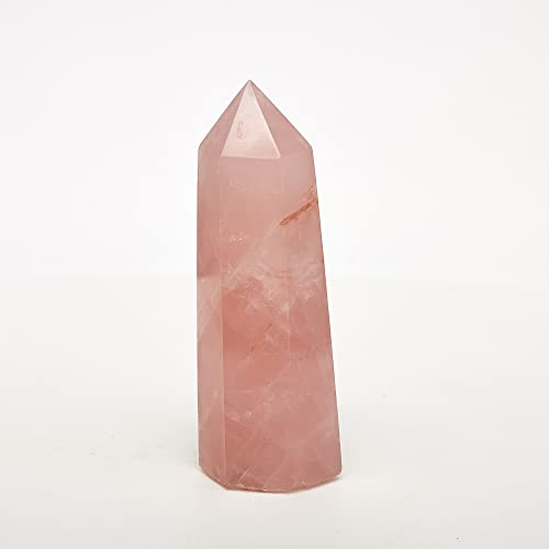 Cristal de prisma hexagonal rosa natural tallado de alta calidad 6