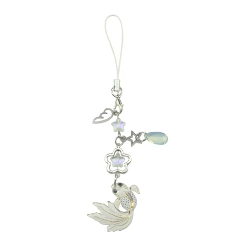 Brand-xrbanime Catena per cellulare con carpa portafortuna cinese portachiavi con perline portafortuna portachiavi a forma di pesce ciondolo per cellulare a forma di carpa