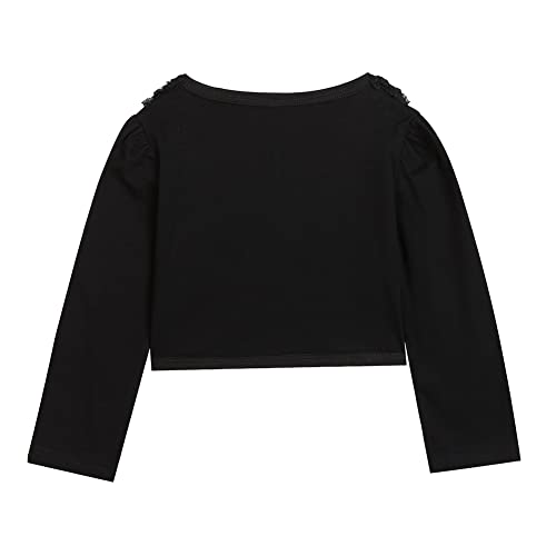 Zhuannian Girls Bolero Shrug 3/4 Sleeve Cardigan Lace Beaded Dress Cover Up(8-9Years,Black) #TOP1