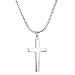ORAZIO 3MM Stainless Steel Chain Cross Pendant Necklace for Men Silver Tone 22 Inches
