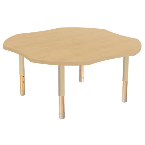 Image of Factory Direct Partners 48 inch x 48 inch Clover Kids Classroom Table with Adjustable Chunky Wood Legs