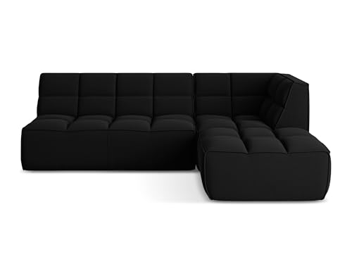 Kalai 4-Sitzer Ecksofa L-Form in Schwarz - Beidseitig montierbares modulares Sofa mit Ottomane aus Samt, Japandi & Skandi Stil, Oeko-Tex Zertifiziert 258x178x75 cm, bis 450 kg belastbar – Bild 3