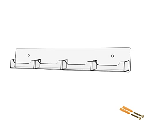 Marketing Holders Wall Business Card Holder with Hanging Hardware for 3.5" x 2" Gift or Appointment Cards Bookstores Break Rooms Libraries Travel Centers 4 Slots Clear Acrylic Space Saving Modern