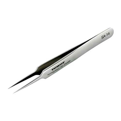 Precision Tweezers, Stainless Steel Pointed Ultrafine Tweezers for Craft, Electronics, Soldering, Experimental Work, Jewelry-Making, Non-Magnetic Industrial Tweezers, by TOWOT