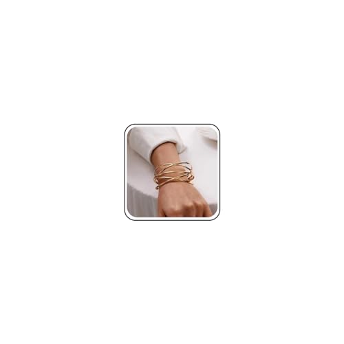 Inateannal Bracelet Boho Pour Femme En Fil D'or Réglable - Manchette Large Indien - Bijoux Pour...