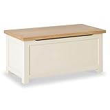 RoselandFurniture Farro Cream Wooden Blanket Box Ottoman Storage Box | Fully Assembled Large Contemporary Painted Trunk, Shoe Storage Bench or Toy Chest for Bedroom, Hallway or Kids Room