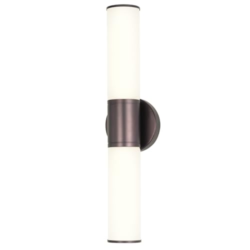 Image of 2-Light Bathroom Vanity Lighting Fixture, Oil Rubbed Bronze Wall Sconce with Opal White Glass, E26 Stocket Indoor Wall Lamp, Modern Mirror Light