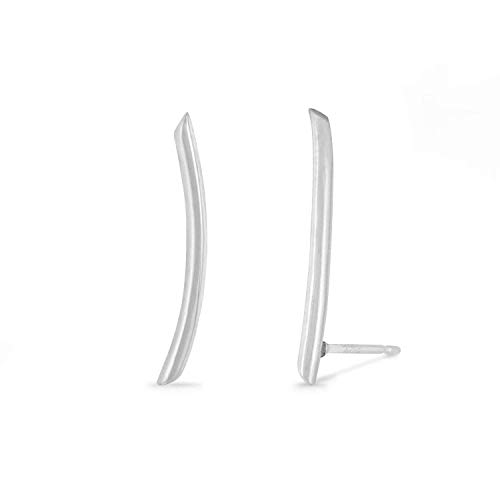 Boma Jewelry Sterling Silver Minimalist Long Curved Bar Ear Crawler Stud Earrings2