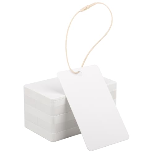 EUSOAR Etiqueta Regalo Blanco, 200 Piezas 300GSM Papel Kraft Tags 5x8cm