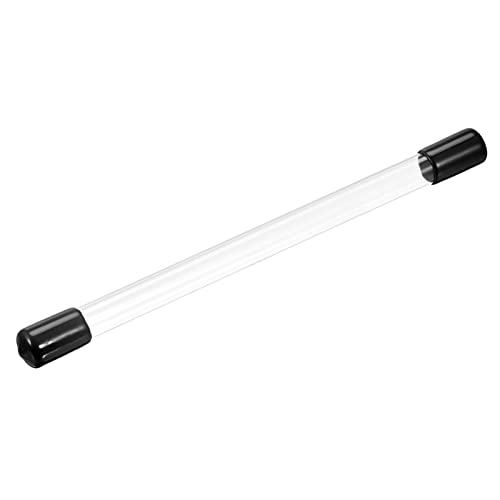 Image of PATIKIL Clear Rigid Tube Round Plastic Tubing with Black Rubber Caps Polycarbonate Water Pipe, 305mm / 12 Inch Length, 10mmx11mm /0.4 inchx0.43 inch, 1 Set