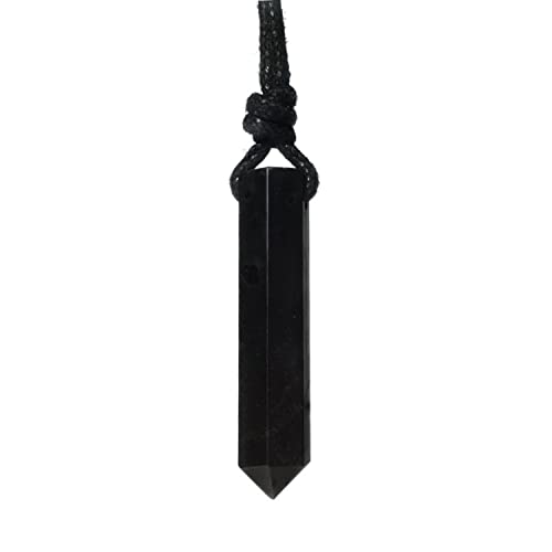 Generic Raw Black Tourmaline Point Gemstone Pendant Necklace for Men or Women Adult Unisex Healing Crystal jewelry Metaphysical Stone Protection Amulet EMF Protection, one size