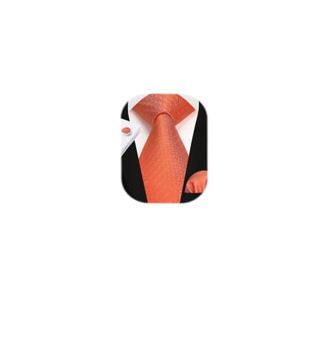 Image of Enlision Mens Ties Stripe Tie and Pocket Square Set Classic Formal Woven Neckties Handkerchief Cufflinks Wedding