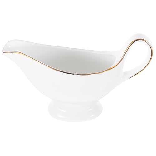 Veemoon Salsiera in Ceramica Bordo Dorato 250 Ml, Brocca per Salsa da Cucina Multifunzionale, Contenitore per Salse e Spezie per Casa, Ristorante e Uso Catering