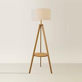 ValueLights | Morrigan Rich Wood Tripod Floor Lamp with Linen Drum with Trim Shade and Bulb | Floor Lamps, Home Décor & Improvement Essential