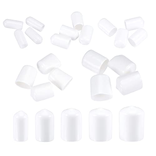 Image of MECCANIXITY Round End Caps Rubber Cover 50pcs 1 /4 inch 3 /8 inch 1 /2 inch 3 /4 inch 7 /8 inch White Screw Protector for Screw Bolt Pipe