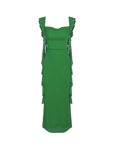 Image of CIDER Formal Dresses for Women Wedding Guest Dresses Summer Maxi Dress Sleeveless Mesh Ruffle Cocktail Dress Elegant Outfits