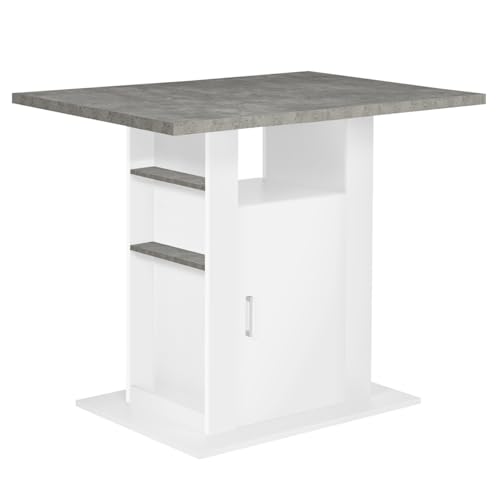 Miniatura 7 de Idmarket - Isla Central Ugo De 110 Cm Con Encimera De Hormigón Con Efecto Blanco Y Muebles De Almacenamiento