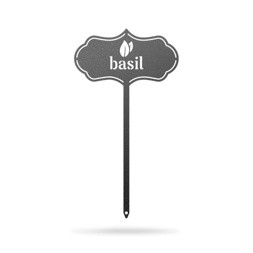 RealSteel Metal Seed & Plant Markers – Elegant Indoor & Outdoor Garden Stakes – Durable Herb, Vegetable & Fruit Plant Labels for Pots, Raised Beds & Greenhouse – Farmhouse Garden Gift - Basil