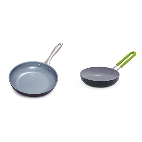 Image of GreenPan Lima Hard Anodized Healthy Ceramic Nonstick 8" Frying Pan Skillet Mini Healthy Ceramic Nonstick, 5" Square Egg Pan
