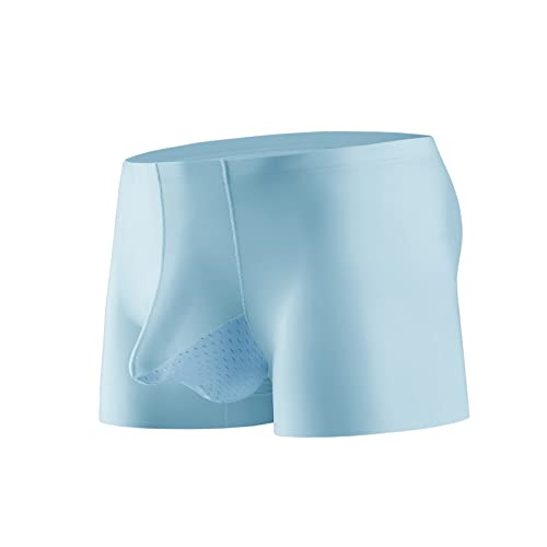 Men Ice Silk Boxer Briefs with Bulge Pouch Black Breathable Underwear Cool Ultra-thin Stretch Boxers2