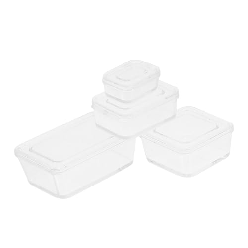 ERINGOGO 4 Cajas para Guardar Juguetes Platos Frascos Mini Tapas para Frutas Cubos Compartimentos Contenedores para Charcutería Despensa Bolsas De Basura para Galletas Cuatro