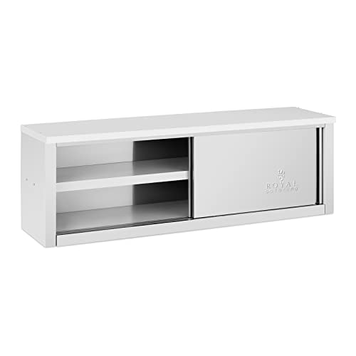 Royal Catering RCAT-150/40/50-C Armoire murale en inox Armoire murale avec portes coulissantes Armoire murale de cuisine Armoire suspendue en inox 1 500 x 400 x 500 mm Capacité de charge de 75 kg