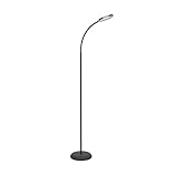 Eglo Lampadaire salon LED Lauro, lampe de lecture flexible sur pied, à intensité variable, luminaire intérieur courbé, plastique noir, blanc chaud - froid, 132 cm
