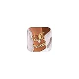 Vivian&CD 14K Gold Plated Chunky Bracelet Set for Women, Stacked Layered Chunky Pearl OT Clasp Bracelets Waterproof Non-Tarnish Adjustable Cuff & Chain Portrait Charming Pendant Bracelets Trendy Stackable Jewelry Gift (OT2)