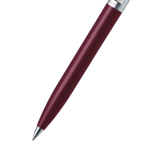 Image of Sheaffer Sentinel E321 Burgandy Barrel Brushed Chrome Cap & Chrome Trim Ballpoint Pen | Personalized Pen with Name Engraved | Premium Ballpen Burgundy
