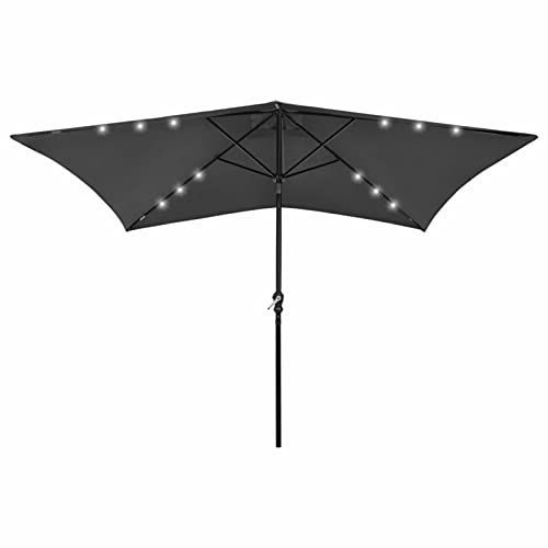 Parasol de jardin LED 2x3 m anthracite CLSDRZC soleil terrasse balcon