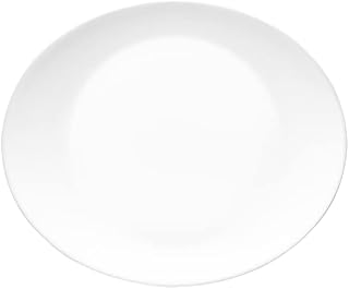 Bormioli Rocco Prometeo Serving Platters / Steak Plates / Extra-Large Dinner Plates - Oval Shape / Strong Tempered Opal Glass  Microwave & Dishwasher-Safe  Luxury Italian Tableware (4)