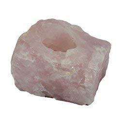 Crystalage - Portacandele in quarzo rosa, 10 cm