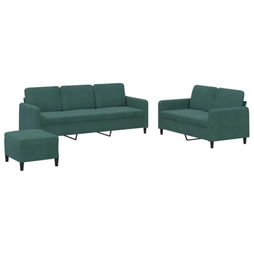 Samt Sofagarnitur 3-Sitzer Sofa mit Hocker, Bequemes Velours Sofaset für Wohnzimmer, Robuste Couchgarnitur mit Samtbezug und Stabilen Metallgestell, Plüschige – Bild 4