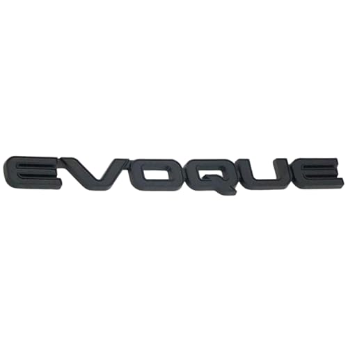 Emblema Adhesivo Evoque, Insignia Evoque Apto para Parte Trasera Autoadhesiva, Compatible con Range Rover, Pegatina Evoque, Plástico, 16 cm x 1.5 cm, Negro