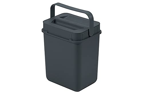 Kompostkübel mit Deckel und Henkel BOXX Kunststoff Anthrazit