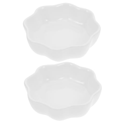 Housoutil Hamster Bowl Pack of 2 - Ceramic, White, Minimal, Small, 7x7x2.4cm, for Hamster Chinchilla, Rabbit