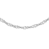 CARISSIMA Women's 9 ct White Gold 1.2 mm Diamond Cut Twist Curb Chain Necklace of Length 61 cm/24 Inch