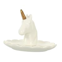 OSOLADY Multi-function Ceramic Jewelry Tray Unicorn Ring Holder Decorative Storage Dish for Rings Earrings Bracelets Desktop and Dressing Table Organization