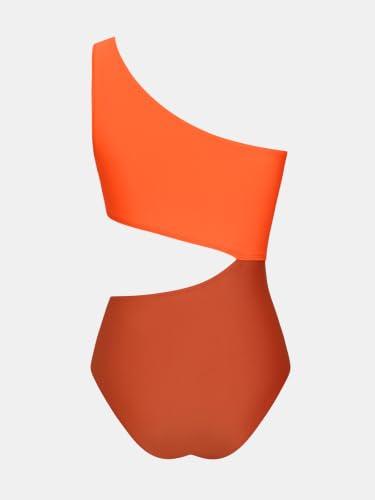 Image of CUPSHE Women One Piece Swimsuit One Shoulder Bathing Suit Cutout Monokini | Removable Soft Cups, Color Block, Classic Bum Coverage, Swim Suit For Beach Vacation Cruise Pool Party