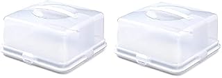 Whitefurze Square Cake Box, Plastic, White