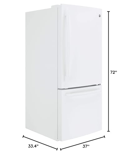 GE GDE21EGKWW Bottom Freezer Refrigerator, Solid Black on Fridge.com