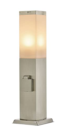 Lindby Luminaire extérieur Lorian (Moderne) en Gris Inox (1 lampe,à E27), borne eclairage exterieur, lumineuse luminaire pour socle