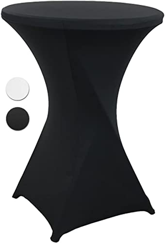 Black Spandex Cocktail Table Cover - Fitted High Top Round Table Cloth,Â  Round Tablecloth Covers for Bar Table, Pub Table, Round Kitchen Table, High Top Table, Bistro Table, other Tables and Cocktails