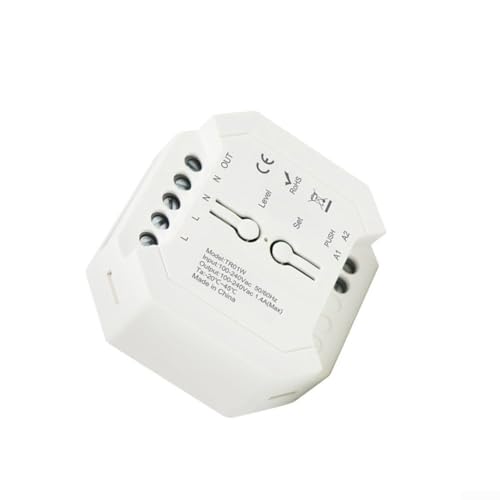 Interruptor de pared para motor LED regulable, regulador AC Triac 110-240 V, 154 W a 110 V, con regulador de intensidad de botón, modelo A/B/C, blanco (2,4 G RF)