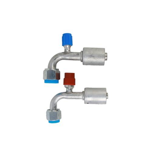 Wisepick Aluminium Air Conditioning AC Fitting Set #8 and #10 Female, O-Ring 90° Degree R134a High & Low Pressure Valve (90° Degree)