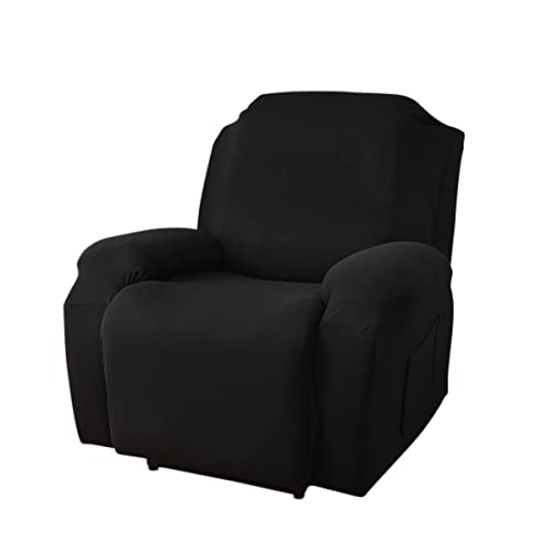FANSU Recliner Chair Covers 1 Seater for Armchairs with Pockets, Stretch Recliner Slipcover for Electric Chair, Sofa Covers Furniture Protector for Living Room (1 Seater,black)