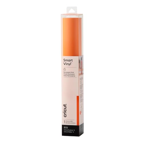 Image of Cricut Smart Vinyl Permanent Orange 0.9 m (3 ft) Self Adhesive Vinyl Roll For use Explore 3 Maker 3